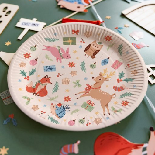 8 Pratos 23cm Winter Woodland Natal
