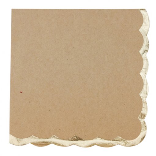 16 Guardanapos  33x33cm Kraft 3 Folhas Rebordo Dourado