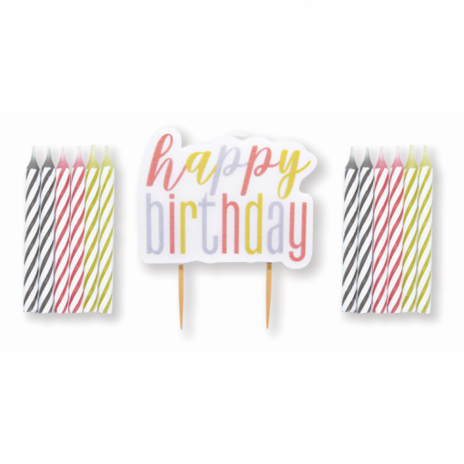 13 Velas Rose Gold & Vela Happy Birthday