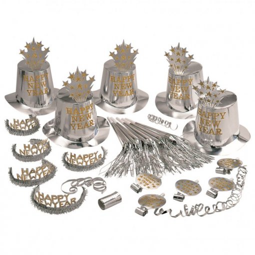 Kit Ano Novo para 10 Happy New Year Prateado