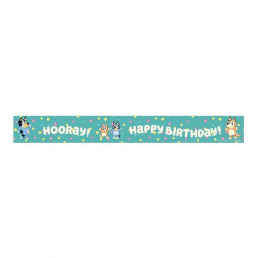 Faixa Hooray Happy Birthday Iridescente 1,8m - Bluey