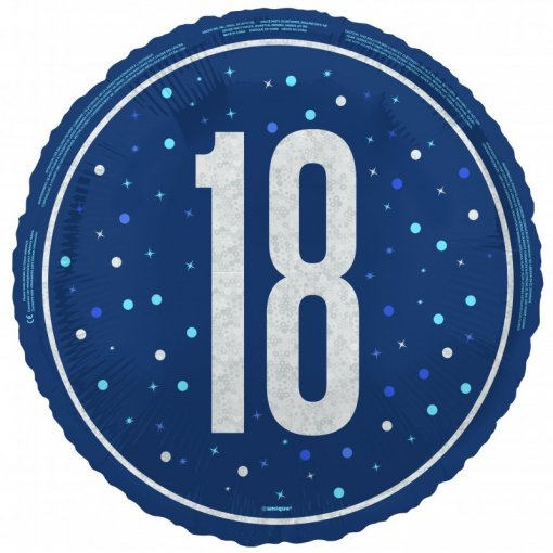 Balão foil 18'' Birthday Azul Glitz 18º Aniversário