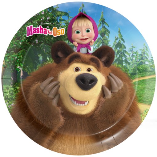 8 Pratos 23cm Masha e o Urso
