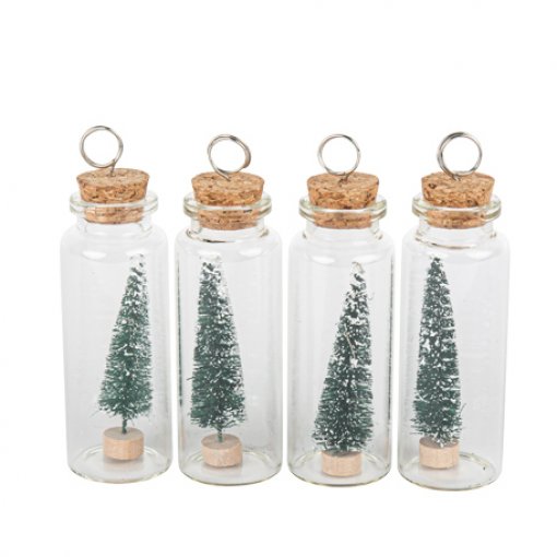 4 Marcadores de Lugar Garrafa Verde 10x3cm 