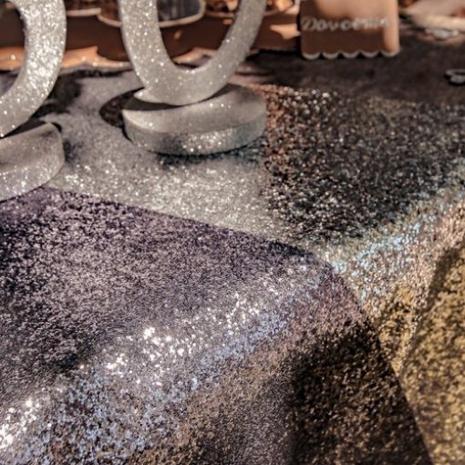 Corredor de Mesa Lantejoulas Prateado 30cmx1,80m