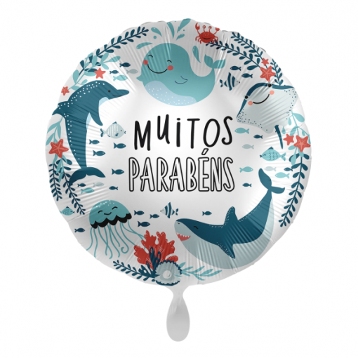 Balão Foil 43cm 'Muitos Parabéns' Mar