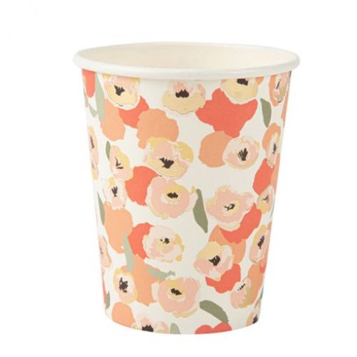 8 Copos 255ml Coral Blush & Gold