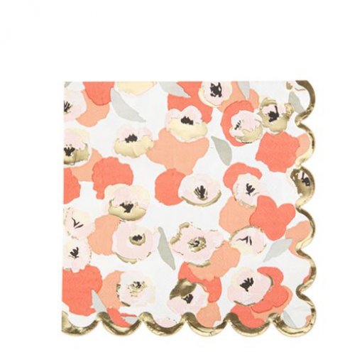 16 Guardanapos 33cm Coral Blush & Gold