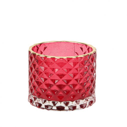 Suporte de vela Aliona vidro 7x5,5cm Vermelho & Dourado
