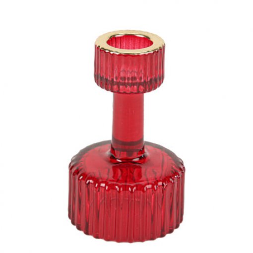 Castiçal 6,2x10cm Chiara Vermelho e Dourado