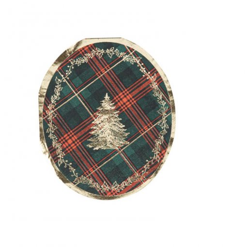 16 Guardanapos de Papel 27x32cm Scottish Christmas Tartan Verde e Vermelho Natal