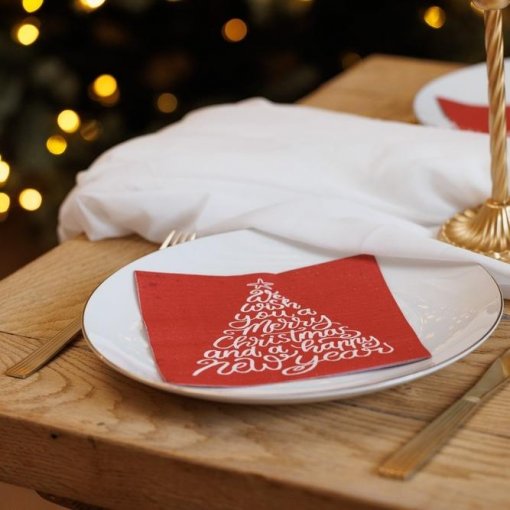 20 Guardanapos 32,5cm 2 Folhas Árvore de Natal