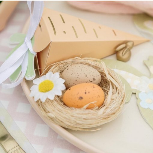 2 Ninhos e Ovos e Margarida em Palha 6,5cm