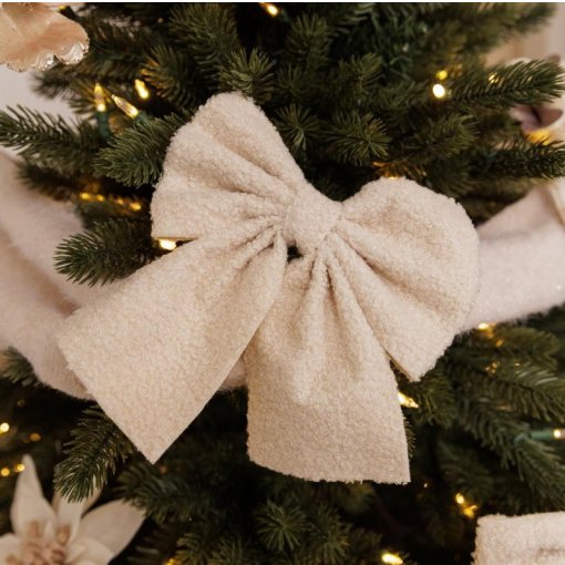Laço Tecido Bouclé Creme 25x25cm