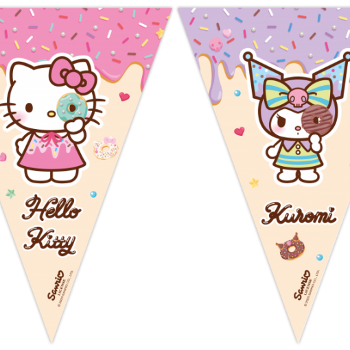 9 Bandeiras Triângulo 2,3m Hello Kitty & Kuromi