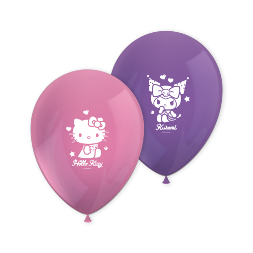 8 Balões Latex 11'' Hello Kitty & Kuromi