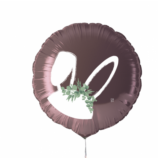 Balão Foil Redondo Rosa Claro 18'' Orelhas Coelho