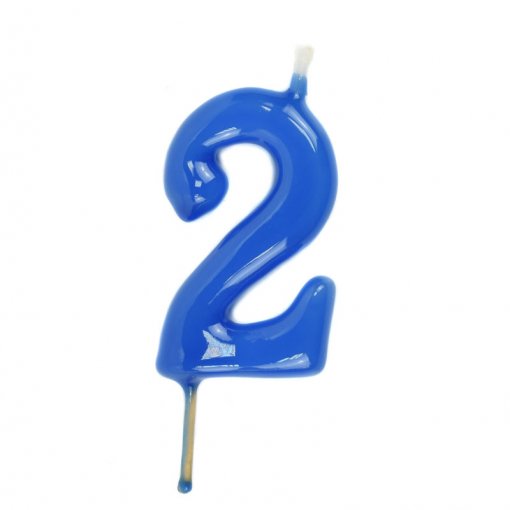 Vela Aniversário 6cm Azul Cian nº2