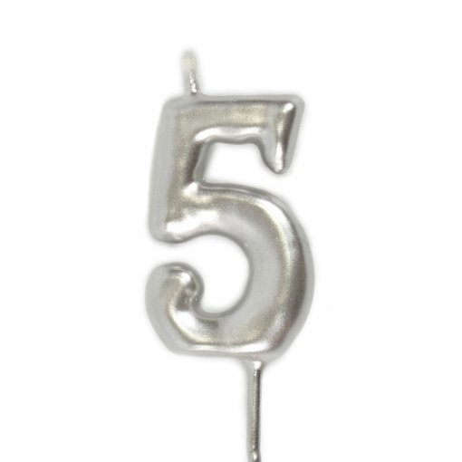 Vela Aniversário 6cm Prateado nº5