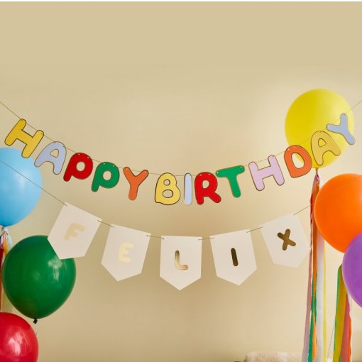 2 Grinaldas Happy Birthday Personalizáveis 2m - Playful Brights