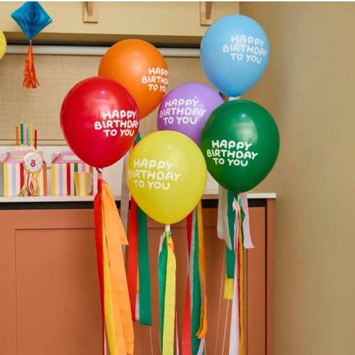 6 Balões Látex 30cm Happy Birthday Coloridos - Playful Brights