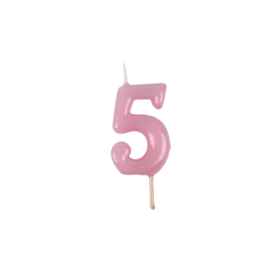 Vela Aniversário 6cm Rosa Pastel nº5