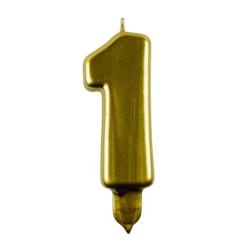 Vela de Aniversário Dourado 9,5cm nº1