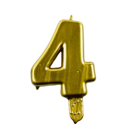 Vela de Aniversário Dourado 9,5cm nº4
