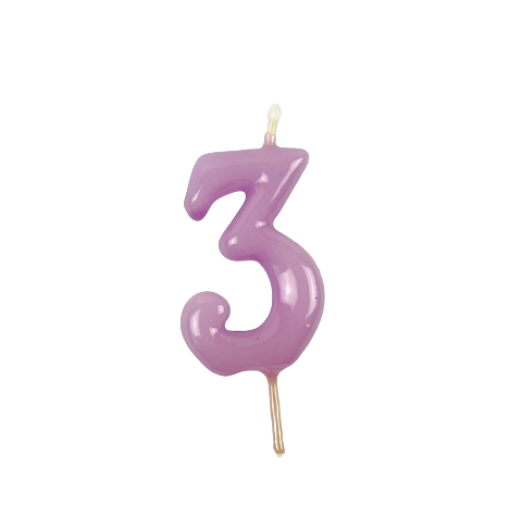 Vela Aniversário 6cm Lilás nº3