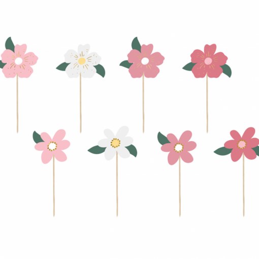 8 Topos de Bolo Flores 13-14,5cm