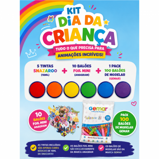 Kit Dia da Criança – Tintas + Balões Mini Shape + Modelar