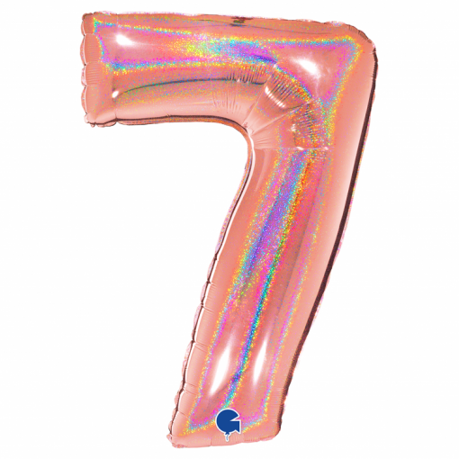 Balão Foil 102cm Holográfico Glitter Rose Gold nº7