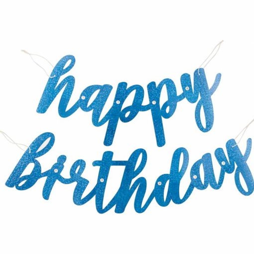 2 Grinaldas Papel 'Happy Birthday' Glitz Blue Glitter