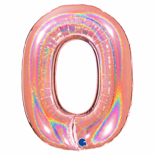 Balão Foil 102cm Holográfico Glitter Rose Gold nº0