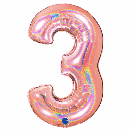 Balão Foil 102cm Holográfico Glitter Rose Gold nº3