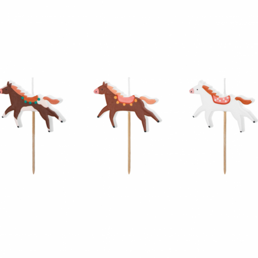 3 Velas de Aniversário Cavalos