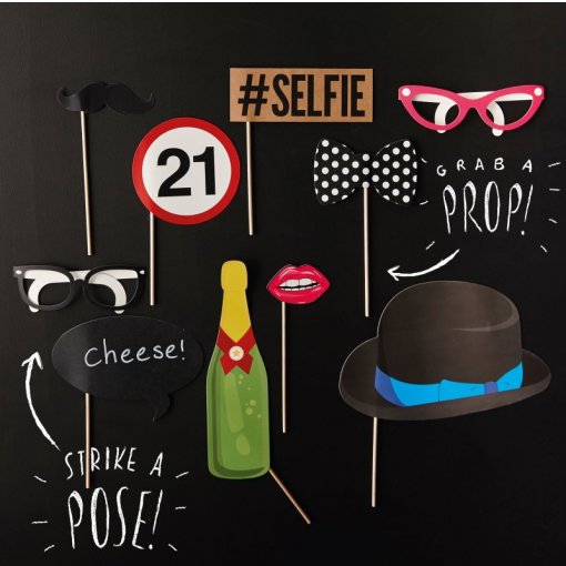 10 Adereços Fotografia (Photo booth) 21º Aniversário
