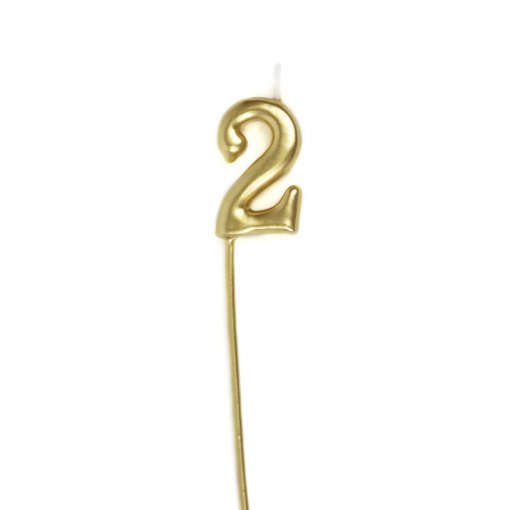 Vela de Aniversário Dourado 15,5cm nº2