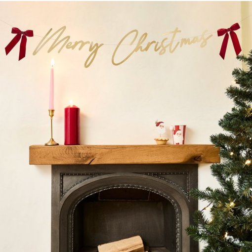 Grinalda 2m Merry Christmas com Laços Veludo