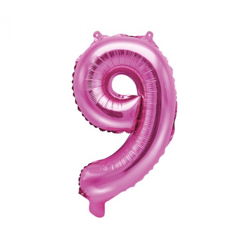 Balão Foil 35cm Rosa Número 9