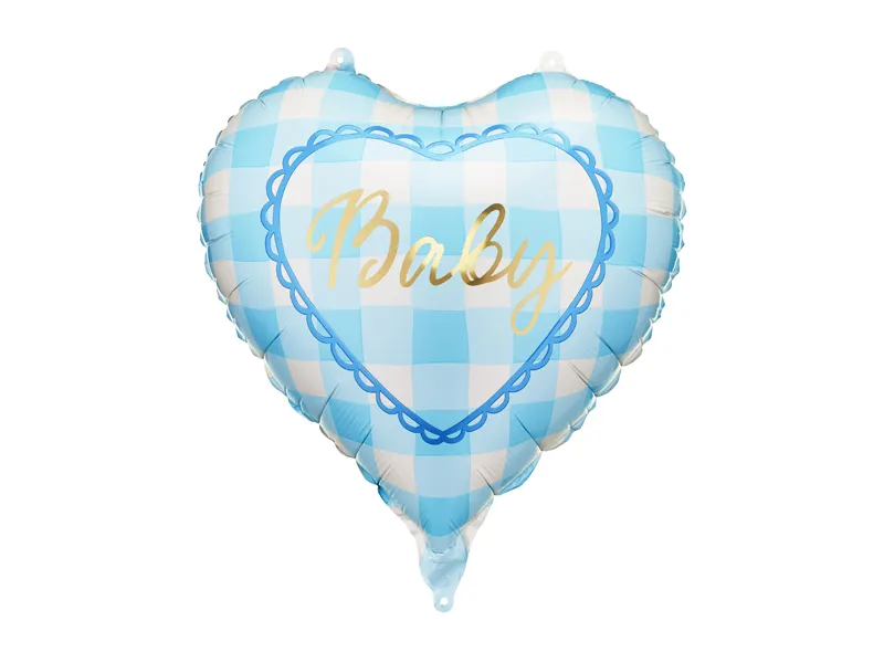 Balão Foil 35cm Coração Baby Vichy Azul