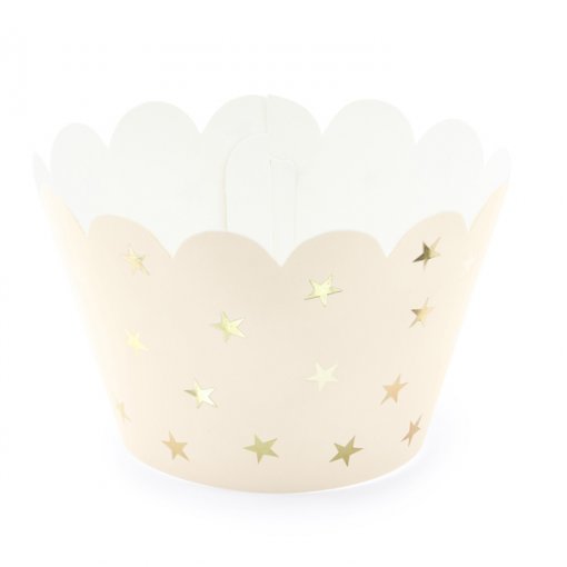 6 Formas de Cupcake Pêssego Estrelas Douradas