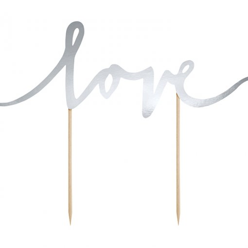 Topo de Bolo 'Love' 17cm Prateado
