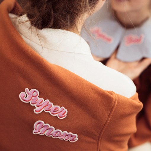 2 Iron on patch para roupa 14x4cm-20x5cm Supermom (Dia da Mãe)