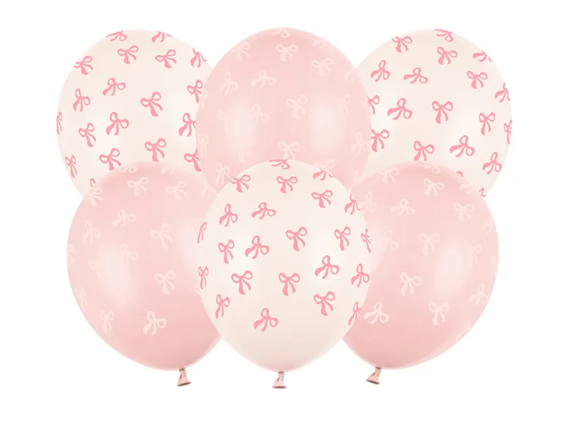 6 Balões Látex 30cm Laços Rosa