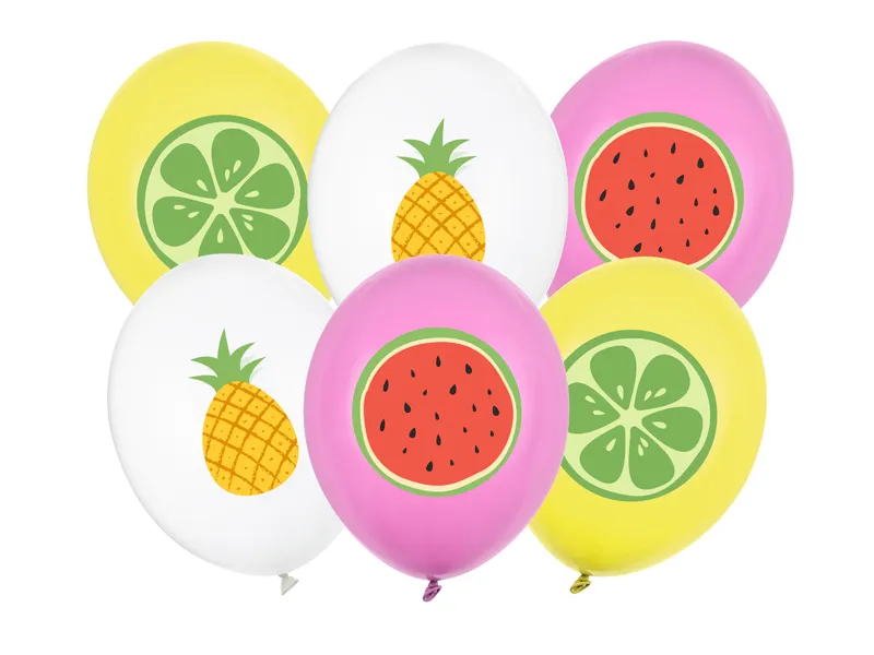 6 Balões látex 30cm Frutas