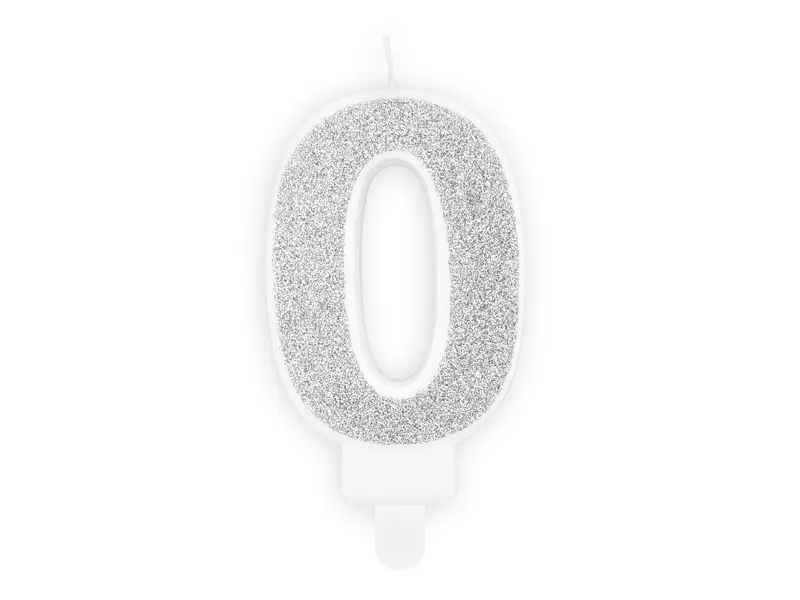 Vela Aniversário 7cm Prateado Glitter nº0