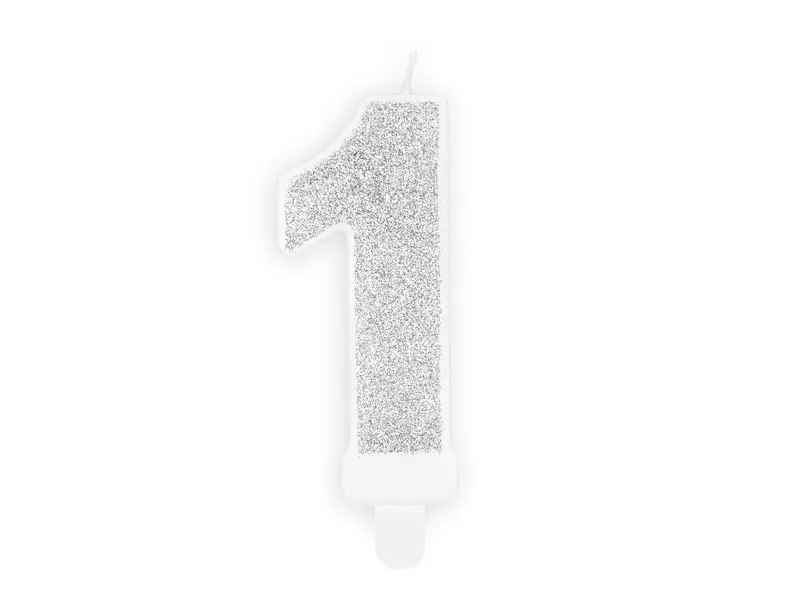 Vela Aniversário 7cm Prateado Glitter nº1