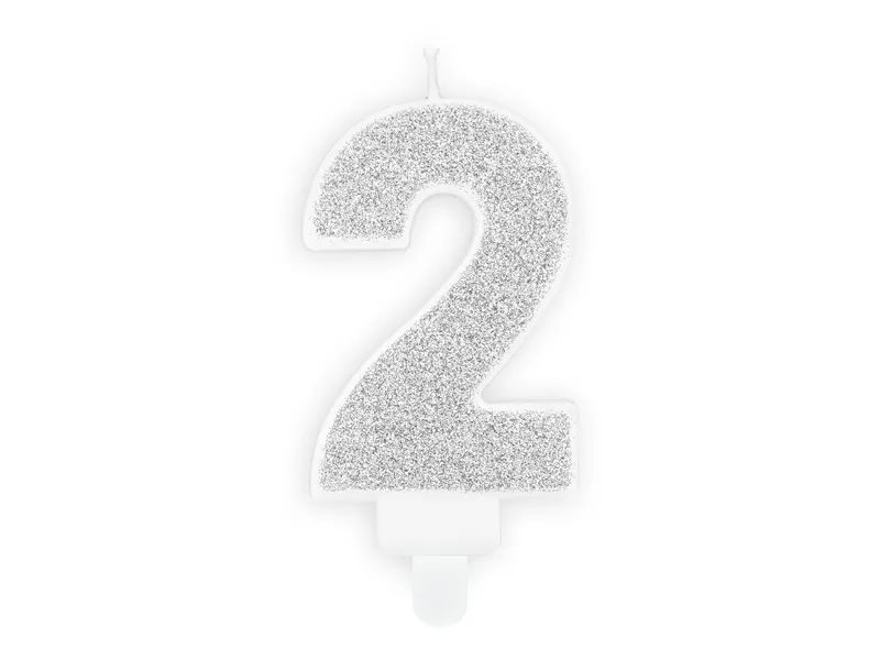 Vela Aniversário 7cm Prateado Glitter nº2
