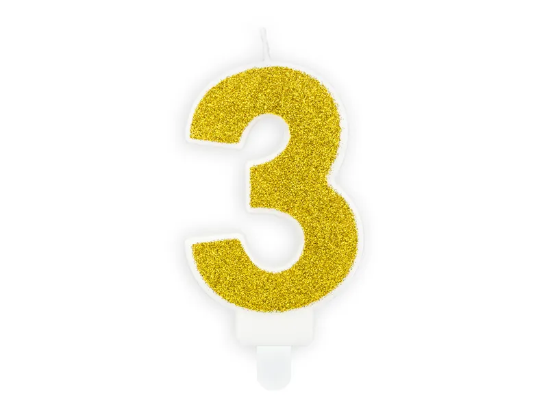 Vela Aniversário 7cm Dourado Glitter nº3